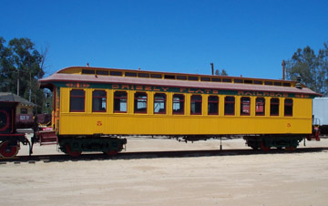 Former C&C Coach No. 5, now Grizzly Flats Coach No. 5, at Orange Empire Railway Museum (Richard Boehle photo)