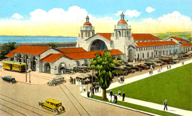 San Diego Union Station 1920, postcard view