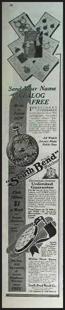 South Bend Watch Co Ad, 1913