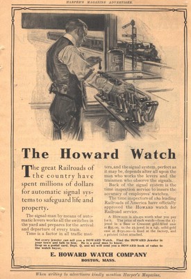 The Howard Watch advertisement in Harpers Magazine circa 1910
