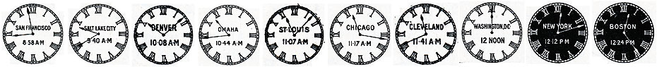 Time of Different Places at Noon Washington DC, from the Hamilton Railroad Timekeeper, 1911